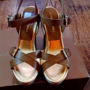 Brown wedge heels